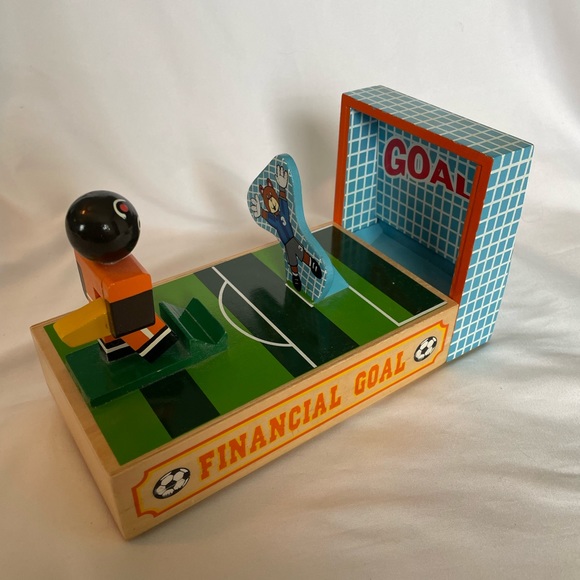 Melissa & Doug Financial Goal Wooden Soccer Coin Piggy Bank NEVER USED - Picture 3 of 10